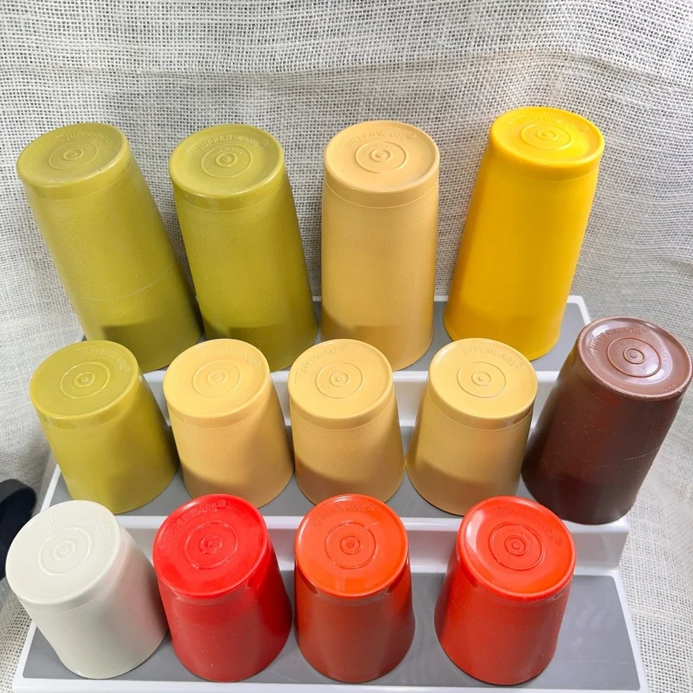 Vintage Tupperware Tumblers Mixed Lot 13 Harvest‎ Colors 16oz 8oz 873 1251 Cups